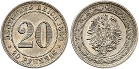 KLEINMÜNZEN. J. 6, EPA 41 
20 Pfennig 1888 J.
f. St