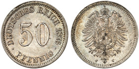 KLEINMÜNZEN. J. 7, EPA 44 
50 Pfennig 1875 C.
winz. Kr., f. St