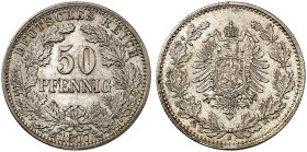 KLEINMÜNZEN. J. 8, EPA 45 
50 Pfennig 1877 H.
vz - St