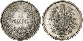 KLEINMÜNZEN. J. 9, EPA 55 
1 Mark 1874 A.
winz. Kr., f. St