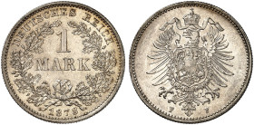 KLEINMÜNZEN. J. 9, EPA 55 
1 Mark 1878 F.
in dieser Erhaltung sehr selten !
vz - St