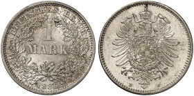 KLEINMÜNZEN. J. 9, EPA 55 
1 Mark 1886 D.
f. St