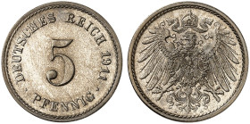 KLEINMÜNZEN. J. 12, EPA 18 
5 Pfennig 1911 A.
PP