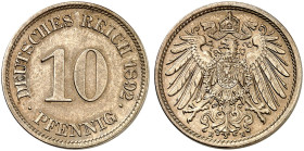 KLEINMÜNZEN. J. 13, EPA 28 
10 Pfennig 1892 E.
f. St