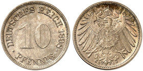 KLEINMÜNZEN. J. 13, EPA 28 
10 Pfennig 1898 G.
R ! schöne Patina, f. St