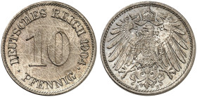 KLEINMÜNZEN. J. 13, EPA 28 
10 Pfennig 1904 E.
winz. Kr., St