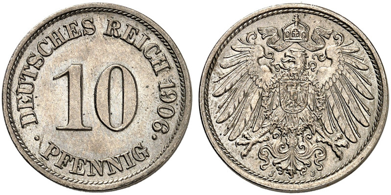 KLEINMÜNZEN. J. 13, EPA 28 
10 Pfennig 1906 J.
kl. Kr., f. St