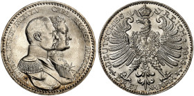 SACHSEN - WEIMAR - EISENACH. Wilhelm Ernst, 1901-1918. J. 163, EPA 3/32 
3 Mark 1915, zur Jahrhundertfeier des Großherzogtums
kl. Kr., f. St