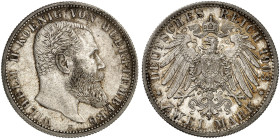 WÜRTTEMBERG. Wilhelm II., 1891-1918. J. 174, EPA 2/74 
2 Mark 1903.
schöne Patina, vz - St