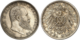 WÜRTTEMBERG. Wilhelm II., 1891-1918. J. 174, EPA 2/74 
2 Mark 1907.
kl. Kr., f. St