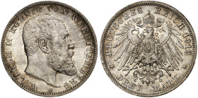 WÜRTTEMBERG. Wilhelm II., 1891-1918. J. 175, EPA 3/35 
3 Mark 1912.
f. St