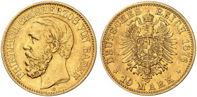 BADEN. Friedrich I., 1852-1907. J. 186, EPA 10/3 
10 Mark 1876.
ss