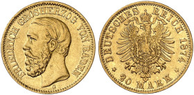 BADEN. Friedrich I., 1852-1907. J. 187, EPA 20/5 
Ein zweites Exemplar.
ss / f. vz