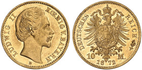 BAYERN. Ludwig II., 1864-1886. J. 193, EPA 10/7 
10 Mark 1872.
vz - St