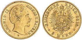 BAYERN. Ludwig II., 1864-1886. J. 195, EPA 5/78 
5 Mark 1878.
der seltene Jahrgang ! vz