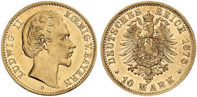 BAYERN. Ludwig II., 1864-1886. J. 196, EPA 10/8 
10 Mark 1878.
vz+