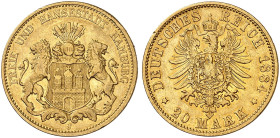 HAMBURG. J. 210, EPA 20/14 
20 Mark 1884.
f. ss