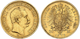HESSEN. Ludwig III., 1848-1877. J. 214, EPA 20/16 
20 Mark 1873.
vz / f. St