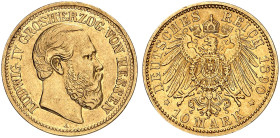 HESSEN. Ludwig IV., 1877-1892. J. 220, EPA 10/20 
10 Mark 1890.
ss / f. vz