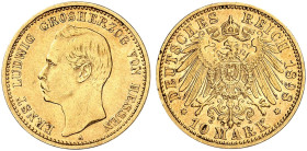 HESSEN. Ernst Ludwig, 1892-1918. J. 224, EPA 10/22 
10 Mark 1898.
ss