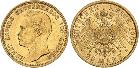 HESSEN. Ernst Ludwig, 1892-1918. J. 226, EPA 20/21 
20 Mark 1906.
kl. Kr., vz / vz+