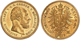 MECKLENBURG - SCHWERIN. Friedrich Franz II., 1842-1883. J. 229, EPA 10/25 
10 Mark 1872.
f. vz