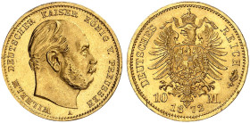 PREUSSEN. Wilhelm I., 1861-1888. J. 242 A, EPA 10/33 
10 Mark 1872 A.
übliche winz. Rdf., f. St