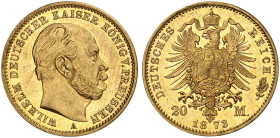 PREUSSEN. Wilhelm I., 1861-1888. J. 243 A, EPA 20/27 
20 Mark 1873 A.
vz - St