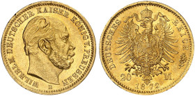 PREUSSEN. Wilhelm I., 1861-1888. J. 243 B, EPA 20/28 
20 Mark 1872 B.
vz - St / St