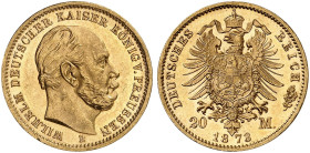 PREUSSEN. Wilhelm I., 1861-1888. J. 243 B, EPA 20/28 
20 Mark 1873 B.
f. St