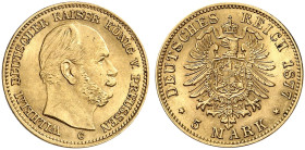 PREUSSEN. Wilhelm I., 1861-1888. J. 244 C, EPA 5/84 
5 Mark 1877 C.
vz - St