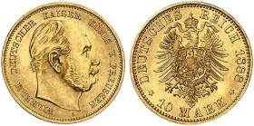 PREUSSEN. Wilhelm I., 1861-1888. J. 245 A, EPA 10/36 
10 Mark 1888 A.
St