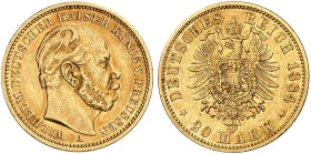 PREUSSEN. Wilhelm I., 1861-1888. J. 246 A, EPA 20/30 
20 Mark 1884 A.
ss - vz