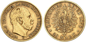 PREUSSEN. Wilhelm I., 1861-1888. J. 246 C, EPA 20/32 
20 Mark 1878 C.
seltener Jahrgang ! ss