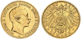 PREUSSEN. Wilhelm II., 1888-1918. J. 251, EPA 10/41 
10 Mark 1892.
sehr seltener Jahrgang ! ss