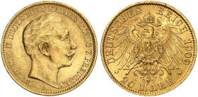 PREUSSEN. Wilhelm II., 1888-1918. J. 252, EPA 20/35 
20 Mark 1909.
vz / f. St