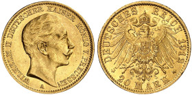 PREUSSEN. Wilhelm II., 1888-1918. J. 252, EPA 20/35 
20 Mark 1912.
vz - St