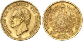 SACHSEN. Johann, 1854-1873. J. 258, EPA 20/40 
Ein zweites Exemplar.
f. St