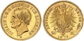 SACHSEN. Johann, 1854-1873. J. 259, EPA 20/41 
20 Mark 1873.
f. St