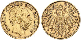 SACHSEN. Albert, 1873-1902. J. 263, EPA 10/45 
10 Mark 1902.
seltener Jahrgang ! ss