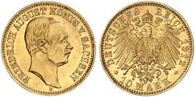 SACHSEN. Friedrich August III., 1904-1918. J. 267, EPA 10/47 
10 Mark 1912.
kl. Kr., vz - St
