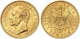 SACHSEN - WEIMAR - EISENACH. Carl Alexander, 1853-1901. J. 282, EPA 20/56 
20 Mark 1896.
vz / vz - St