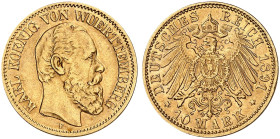 WÜRTTEMBERG. Karl, 1864-1891. J. 294, EPA 10/54 
10 Mark 1891.
der seltene Jahrgang ! ss / vz