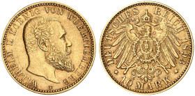 WÜRTTEMBERG. Wilhelm II., 1891-1918. J. 295, EPA 10/55 
10 Mark 1893.
ss