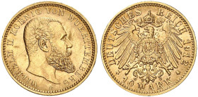 WÜRTTEMBERG. Wilhelm II., 1891-1918. J. 295, EPA 10/55 
10 Mark 1912.
seltener Jahrgang ! f. St