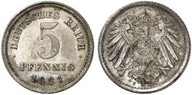 J. 297, EPA 19 
5 Pfennig 1921 E.
min. fleckig, PP