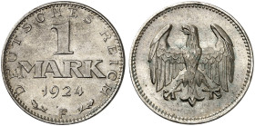 KURS - UND GEDENKMÜNZEN. J. 311, EPA 7 
1 Mark 1924 F.
winz. Kr., St