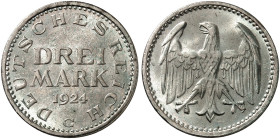 KURS - UND GEDENKMÜNZEN. J. 312, EPA 3/41 
3 Mark 1924 G.
vz - St / St