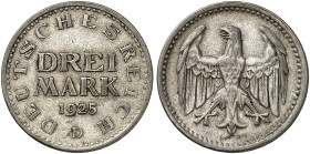 KURS - UND GEDENKMÜNZEN. J. 312, EPA 3/41 
3 RM 1925 D.
ss