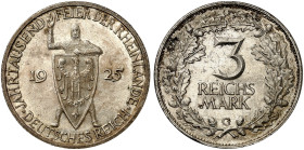 KURS - UND GEDENKMÜNZEN. J. 321, EPA 3/42 
3 RM 1925 G, Rheinlande.
f. St